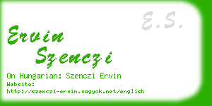 ervin szenczi business card